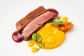 duck with sweet potato puree