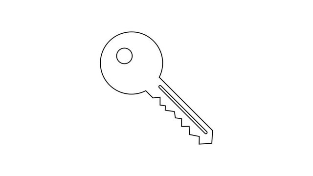 Grey Key line icon on white background. 4K Video motion graphic animation