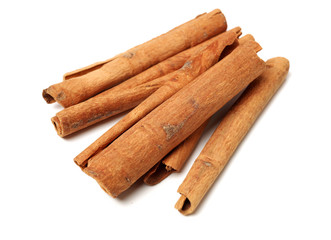 Cinnamon on white background