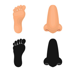 Vector design of body and part sign. Collection of body and anatomy stock symbol for web.