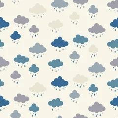 Fotobehang Clouds background vector. Rain drops pattern seamless. © SolaruS