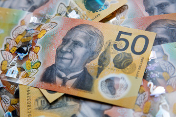 Australian fifty dollar banknote. The new 2019 issue bill is designed to deter counterfeiting, the note is polymer and water resistant with a clear holographic strip. 