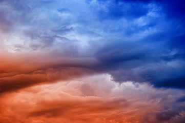 gloomy sky with clouds before the rain at sunset