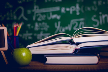 Educational equipment, boards and books Education concept With copy space