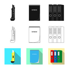 Vector design of office and supply sign. Set of office and school stock symbol for web.