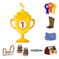 Vector illustration of horseback and equestrian symbol. Set of horseback and horse  vector icon for stock.