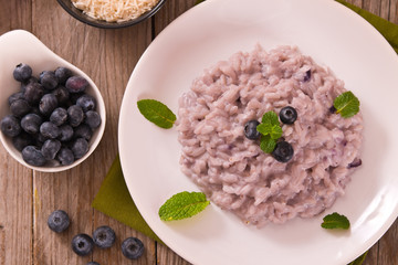 Blueberry risotto with mascarpone.