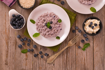 Blueberry risotto with mascarpone.