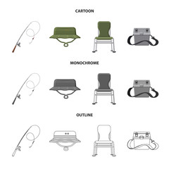 Vector design of fish and fishing icon. Collection of fish and equipment vector icon for stock.