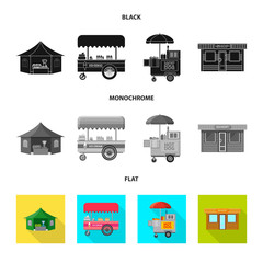 Vector illustration of market and exterior logo. Collection of market and food stock vector illustration.