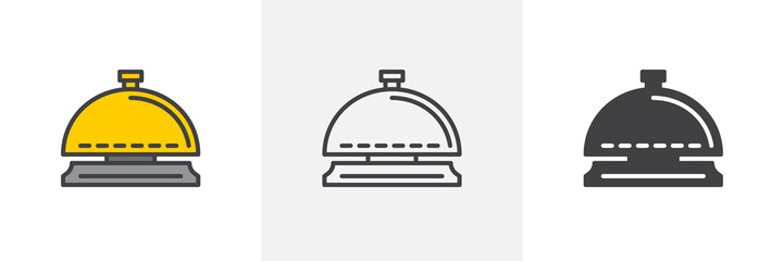 Service bell icon. Line, glyph and filled outline colorful version, Reception bell outline and filled vector sign. Symbol, logo illustration. Different style icons set. Vector graphics