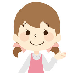 片手を上げる女の子