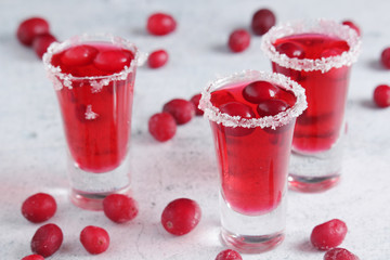 Cranberry liquor shots