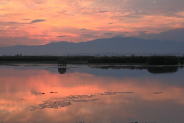 福島潟の朝焼け