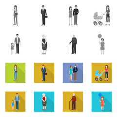 Isolated object of character and avatar  icon. Set of character and portrait vector icon for stock.