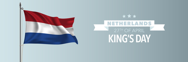 Netherlands happy King's day greeting card, banner vector illustration