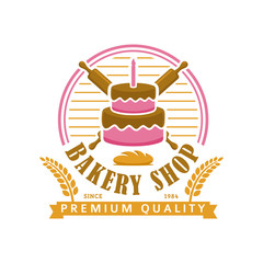 Bakery logo template, vector illustration. Bakery shop emblem, vintage retro style