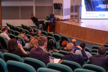 Moscow, Russia - April, 12, 2019: conference of Russian Car Dillers Association in Moscow, Russia