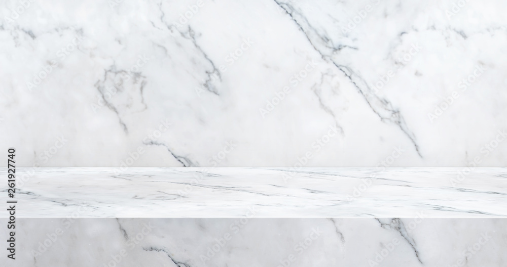 Aufkleber 3D luxury marble table studio background textured for product display with copy space for display of content design.Banner for advertise product on website.3d rendering