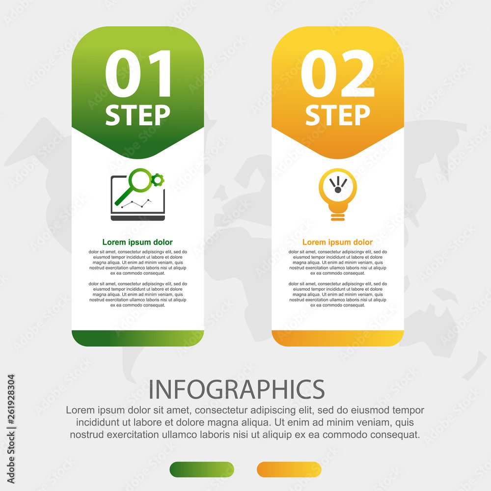 Wall mural Modern 3D vector illustration. Infographic template with two elements, figures, rectangles and icons. Designed for business, presentations, web design, applications, interfaces, diagrams with 2 steps