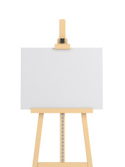Empty wooden easel (empty canvas) isolated on white	