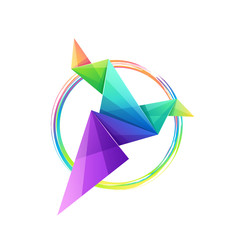 awesome colorful origami bird logo design