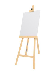 Empty wooden easel (empty canvas) isolated on white	