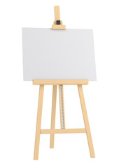 Empty wooden easel (empty canvas) isolated on white	