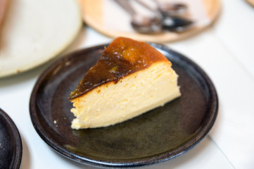Pumpkin cheesecake recipe on ceramic plate