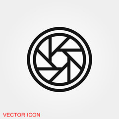 Camera objective icon vector sign symbol for design