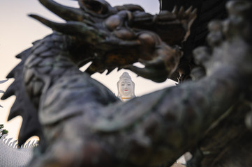 Statue guanyin through sculpture dragon