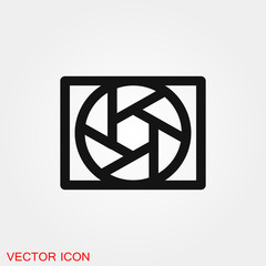 Camera objective icon vector sign symbol for design