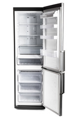 Big modern fridge on white background