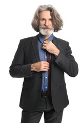 Handsome mature businessman on white background