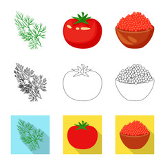 Vector design of taste and product sign. Set of taste and cooking vector icon for stock.