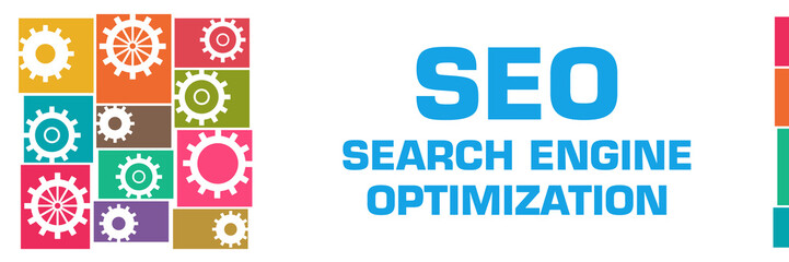 SEO - Search Engine Optimization Colorful Gears Grid Left 
