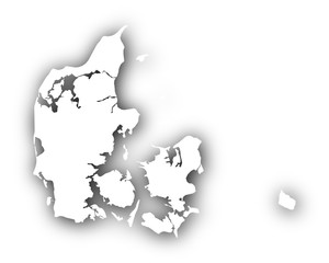 Karte von Dänemark mit Schatten