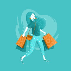 girl on shopping illustration - 261931939