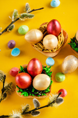 Obraz na płótnie Canvas Easter pastries on the yellow background