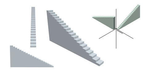 Stairway set. Isolated on white background. 3d Vector illustration.