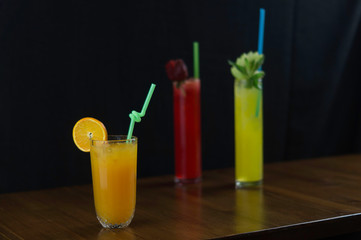 prepared fruit and exotic chocolate flavored sweet drinks