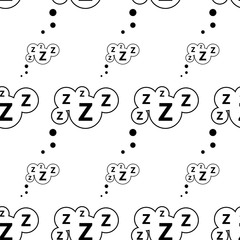 Sleep Zzz Icon Seamless Pattern, Sleep Zzz Sign