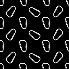 Carabiner Icon Seamless Pattern, Karabiner Icon, Metal Loop With A Spring Loaded Gate