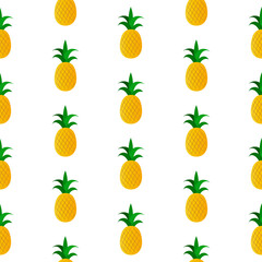 Colorful pineapple seamless pattern isolated on white. Vector illustration.