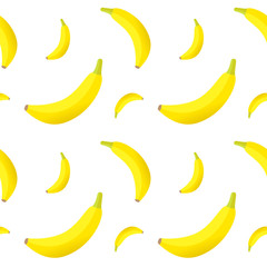 Colorful banana seamless pattern isolated on white. Vector illustration.