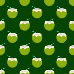 Coconut Icon Seamless Pattern, Coconut Fruit