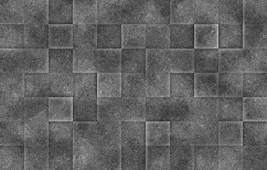 Grey abstract square block on black and white gritty grain effect grunge travertine background geometric silver gray color wall texture