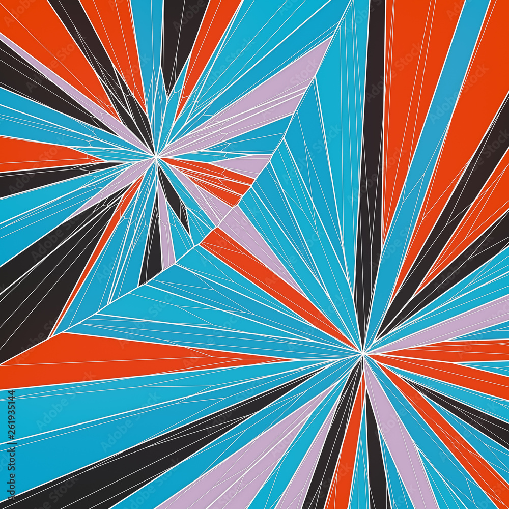 Aufkleber Abstract geometrical concept. Modern covers design with low poly tesselated pattern of multicolored shapes. 3d rendering