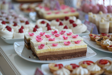 Delicious sweets on candy bar