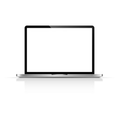 Modern glossy laptop isolated on white background